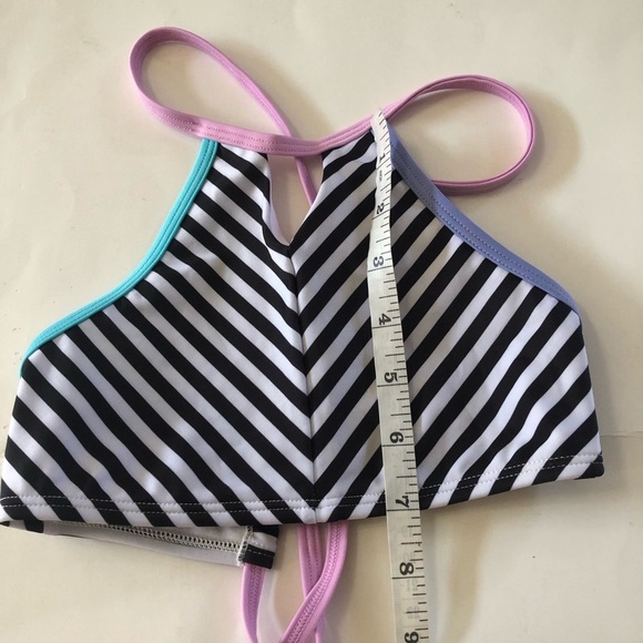 Bundle 3 Pc Art Class Halter Stripe Top Black Pink Bikinis Bottoms Set Size M8 - Picture 4 of 14